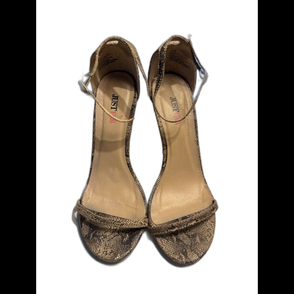 Just Fab Stiletto Heels Size 8 Mob Wife Old Money Snake Print Going Out Shoes